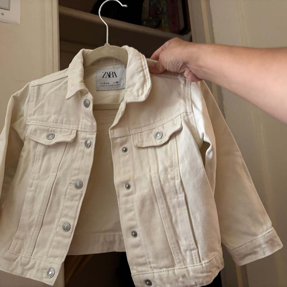 Zara Kids Cream Denim Jacket Size 2t Classic Jean Jacket